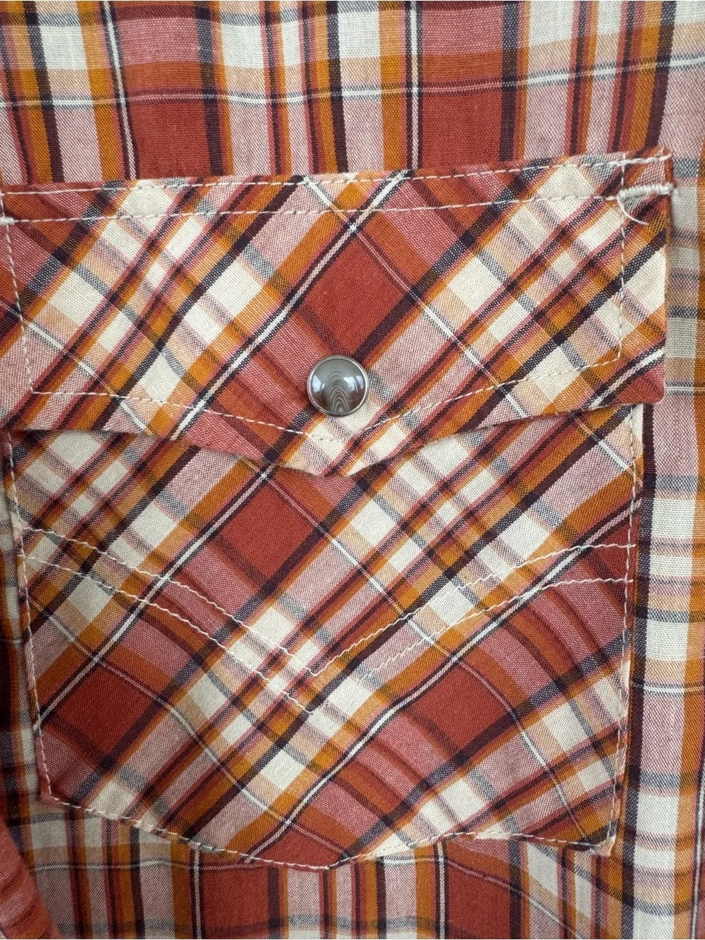 Levi's Men's unisex Orange and Cream Plaid Western Button-Down Shirt